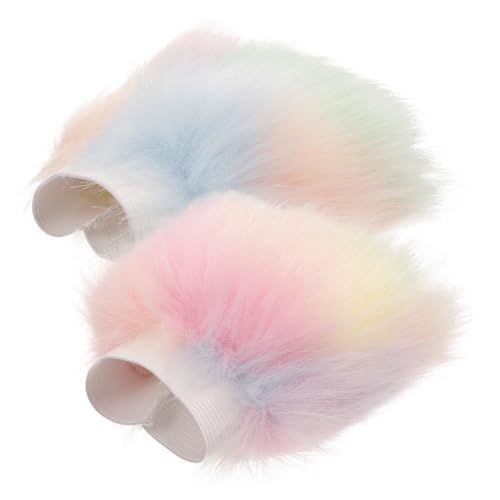 PartyKindom 1 Pair Wrist Warm Sleeves Guest Blue Plush Women Pink Fur Faux Workout Cute Furry Fluffy Winter Wrist Fake Fashion For Couples Artificial Fur