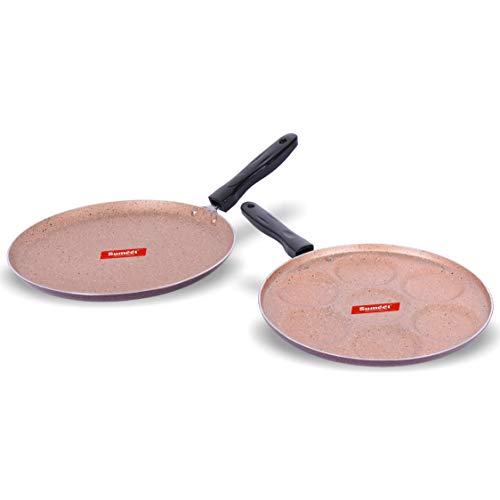 Image of Sumeet Nonstick Granite Finish 2 Pc VIYANA Cookware Set (Dosa Tawa - 26.5cm Dia + Multi Snack Maker - 7 Cavity - 26.5cm Dia)