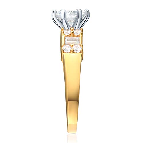 14k Yellow Gold SOLID Wedding Engagement Ring and Wedding Band 2 Piece Set - Size 8.54