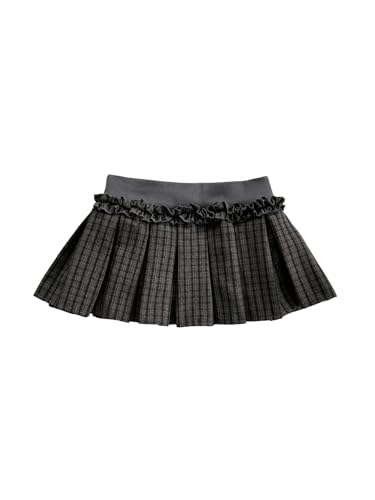 Milumia Women's Plaid Pleated Mini Skirt Low Waist A Line Skater Tennis Skirts