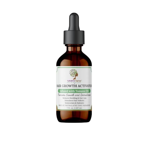 Nature's Syrup Beauty Hair Growth Activator Oil with Black Castor, Tamanu, Sunflower & Coconut Oils – Scalp Nourishing Treatment for Stronger, Thicker, Healthy-Looking Hair – 7 oz, Adults & Kids