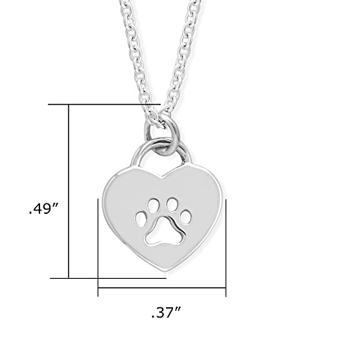 Boma Jewelry Sterling Silver Heart with Cut-Out Paw Pendant Necklace, 18 Inches4