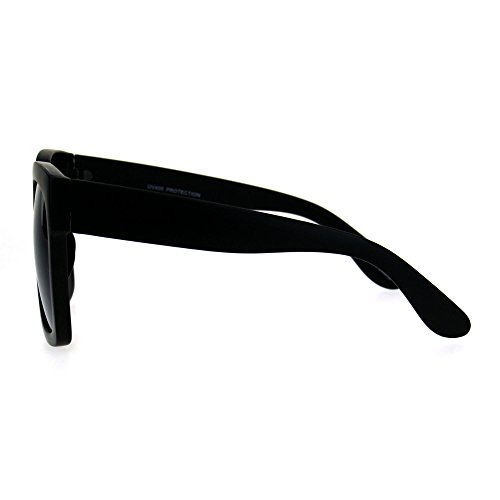 Womens Boyfriend Style Oversize Horned Rim Thick Plastic Sunglasses Matte Solid Black #TOP2