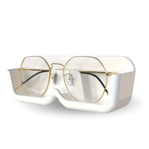 Suporte de Parede para Óculos, Fixação por Adesivo, Plástico ABS, Sem Furos, Design Compacto, Compatível com Óculos de Grau e Sol, Branco