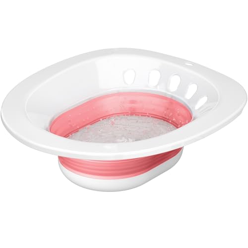 Image of Pochik Sitz Bath for Toilet Seat, Sitz Baths for Hemorrhoids and Postpartum Care, Yoni Steam Seat, Collapsible Basin for Epsom Salt Soak, Sits Bath Kit for Women - Magenta