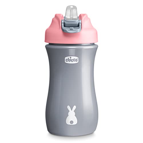 Chicco Chicco - Vaso de boquilla suave sin derrames, 12 onzas, rosa/plata, 18 m + (1 unidad)