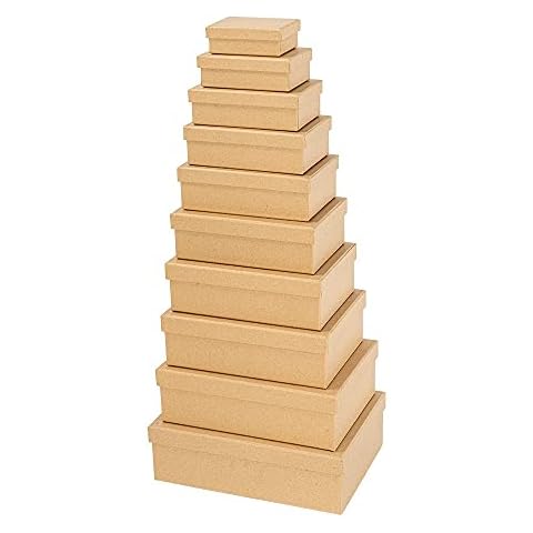 Ideen mit Herz Geschenkboxen mit Deckel | Kraftpapier | Pappboxen | 10 verschiedene Größen ineinander, groß bis klein | stabiler Karton | ideal für Geburtstag & Hochzeit | rechteckig | 8,5 bis 24 cm Cover