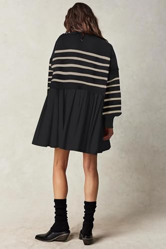 Womens Oversized Sweater Dress Spring Fall Trendy Long Sleeve Crewneck Pullover Tops Relaxed Fit Sweatshirts Mini Dresses3