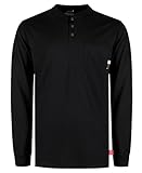 KONRECO FR Shirts for Men Flame Resistant/Fire Retardant CAT2 7oz Cotton Black Pocket Henley Shirt