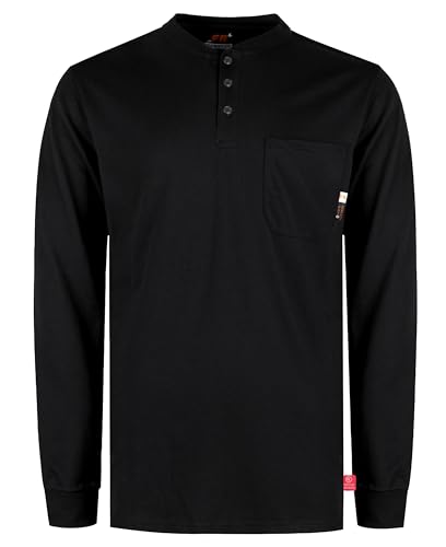 Image of KONRECO FR Shirts for Men Flame Resistant/Fire Retardant CAT2 7oz Cotton Henley Shirt
