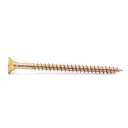 M6 x 100mm (20 PCS) Tornillos para madera con cabeza plana Phillips, acero al carbono zincado amarillo, cabeza avellanada para yeso miniatura 7