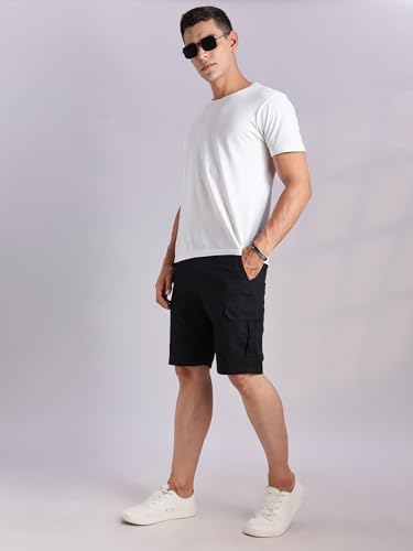Image of Thomas Scott Men's | Regular Fit | 100% Cotton | Solid | Breathable Lightweight | 6-Pocket Cargo Shorts | Cricket Club Collection