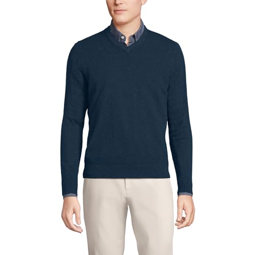 Lands' End Men's Fine Gauge Cashmere V-Neck Sweater