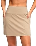 G Gradual Women's Golf Skirts Skort 4 Side Pockets High Waisted Stretchy Tennis Skirt with Short Athletic Casual (Light Khaki, L)