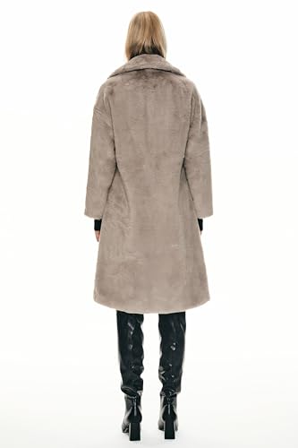 Orolay Women's Fuzzy Fleece Winter Jacket Faux Fur Lapel Coat Mid-Length Sherpa Teddy Coat2