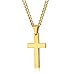 Gkmamrg Colgante de Cruz de Acero Inoxidable con Cadena de 55 cm para Hombre y Mujer, Plata (Dorado) (Oro (Grande))