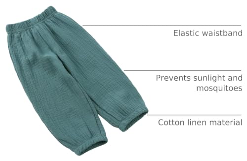 Image of Kids Tales 3 Pack Boys Girls Cotton Linen Pants Child Basic Plain Solid Trousers Big Kids Elastic Waist Long Pants Bloomers