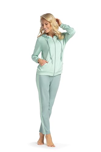 Consult-Tex Leichter Damen Freizeitanzug Hausanzug Jogginganzug Pyjama Baumwolle-PE Reißverschluß für Winter wie Sommer. Artikel DW100lind Gr: 40/42