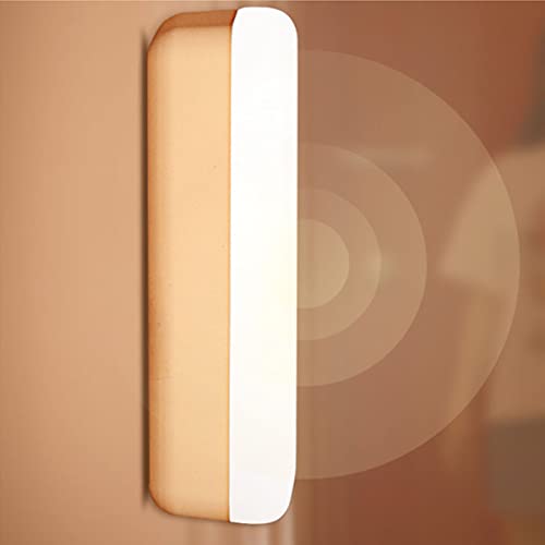 Luz de armario inalámbrica con sensor de movimiento, luz LED de armario, recargable por USB, luces de armario debajo del gabinete, iluminación adhesiva, escaleras de cocina, pasillo (blanco cálido) Cover