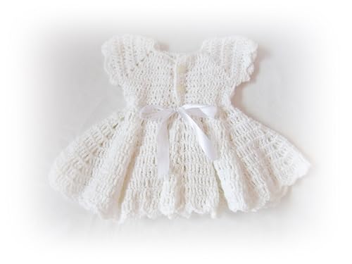 Crochet White Baby Dress Whit Daizy, Baby Shower Roses, Newborn Girl Outfit4