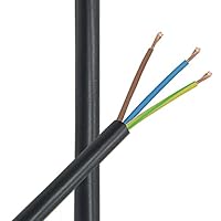 3m Zuleitung Schwarz H03VV-F 3 x 0,75qmm PVC isolierte Schlauch-Leitung 3G Leuchtenkabel Lampenkabel Kabel Stromkabel