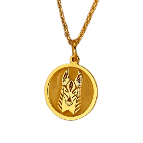 Amuleto egipcio Anubis de plata 925 con cadena de 45 cm y baño de oro para regalo