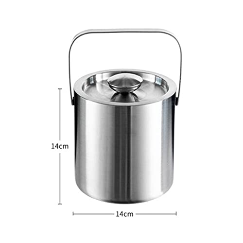 Cubitera de metal doble pared de 1,3 litros con tapa de acero inoxidable para hielo 3