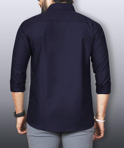 Image of Teaserwear Mens Slim Fit Casual Shirt | Solid Polo Neck Design | Premium Cotton Blend Fabric | Full Sleeve Formal and Casual Wear for Men