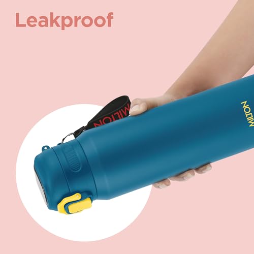Image of Milton Swing 600 Thermosteel Water Bottle 540 ml with One Touch Safety Lock, Long Hours Hot and Cold, Leak Proof Lid, ISI Certified I Vacuum Insulated I for Office, Gym, School I Blue