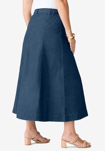 Roaman's Women's Plus Size Invisible Stretch Iconic A-Line Maxi Skirt3