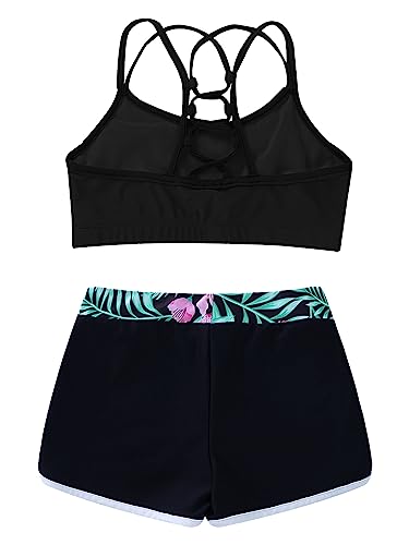 Kids Girls 2 Piece Outfits Sports Bra Tank Top with Booty Shorts Sets for Swim/Dance/workout/Gymnastics4