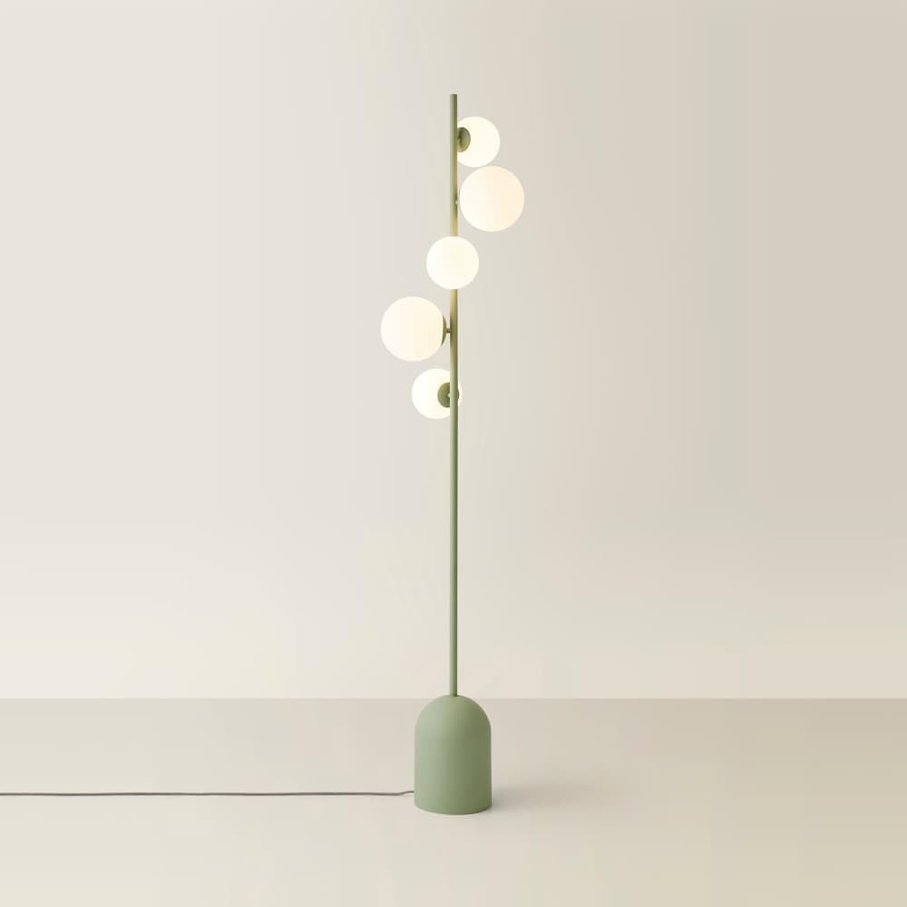 ValueLights Marlow 5 Way Globe LED Floor Lamp - Sage Green