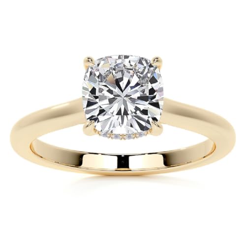 2.5 CT Cushion Cut Moissanite Solitaire Engagement Rings for Women Gold 10K Solid Gold Promise Ring2