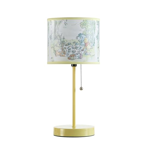 Idea Nuova Table Lamp for Kids Stick Lamp with Printed Shade & Pull Chain Bedroom or Nursery Nightstand Lighting Winnie The Pooh