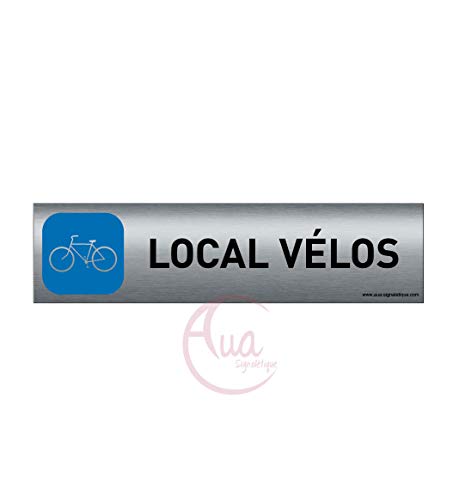 AUA SIGNALETIQUE, Plaque de porte Aluminium brossé imprimé AluSign, 200x50 mm, Double Face adhésif au dos