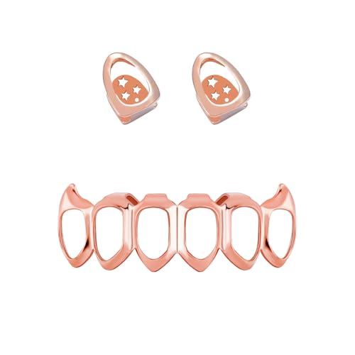 Grillz dentales Hip Hop con baño de oro 18K, 8 piezas miniatura 1