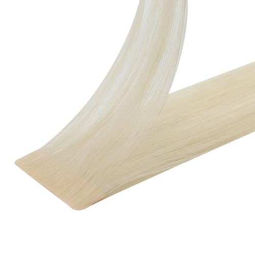 Image of LaaVoo Seamless Human Hair Tape in Injection Extensions Invisible Tape in Hair Extensions Human Hair Tape on Hair Extensions Bleach Blonde 22 Inch 50g 20Pcs