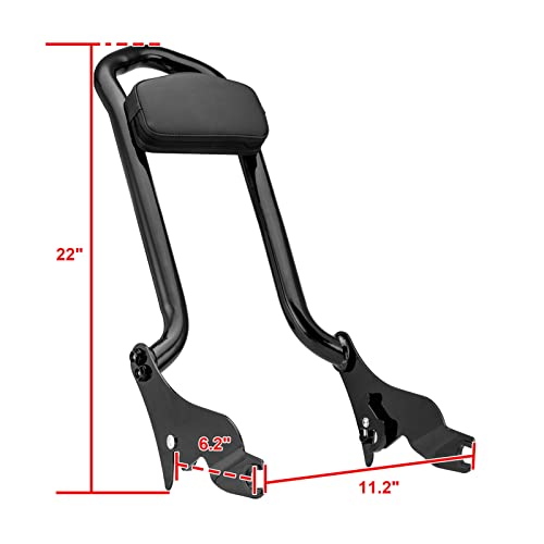 Mofun 22" Tall Sissy Bar Detachable Passenger Backrest 1.3" Fat Bar Compatible With 2009-2023 Harley Touring Road King Street Glide Electra Glide Road Glide Flhx Flht Flhr Fltr Black #TOP1