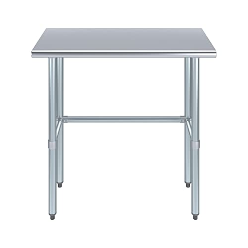 Image of AmGood Stainless Steel Work Table Open Base | Metal Work Bench (Stainless Steel Table Open Base, 36 inch Long x 18 inch Deep)