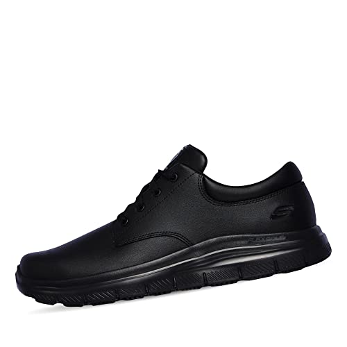 Skechers Uomo Flex Advantage Sr Fourche Casual Shoes, Black Leather, 41 EU