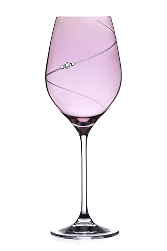 Image of DIAMANTE Pink Wine Glass - 'Pink Silhouette’ - Coloured Wine Glass Crystals and Presentation Box Mother's Day Anniversary in Elixir Gift Box