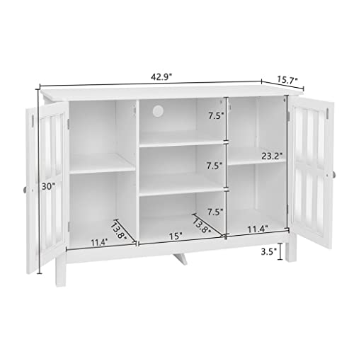 Viby 43 Inch Wood Kitchen Credenza & Sideboard Buffet Storage Cabinet Entryway Serving Storage Cabinet With Doors #TOP2