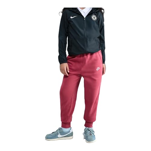Nike Sportswear Club Fleece Big Kids' (Girls') High-Waisted Fitted Pants (Sweet Beet/Sweet Beet/White)