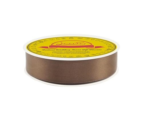 Image of Double Face Brown Satin Ribbon 7 /8 inch X 25 Yards Polyester Brown Ribbon for Gift Wrapping Very Suitable for Weddings Party Invitation Decorations and More