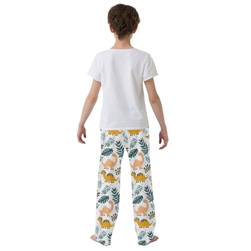 Pajama Bottoms, Dinosaurs with Tropical Leaves Sleeping Pant Lounge Wear Pajamas Long Pants Sleepwear Pjs3