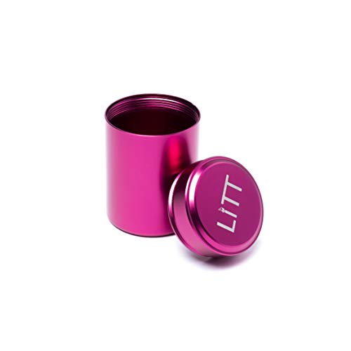 LITT Stash Storage Metal Tub - Twin Pack (9 & 6.5 cm), Airtight Aluminium Storage Jar, Shatterproof, Refillable Container. Travel Accessories (Pink, 6.5cm)