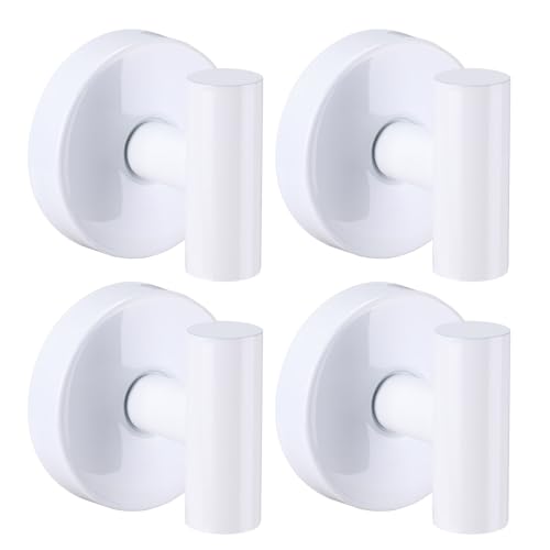 warlve Heavy Duty Reusable Suction Cup Hooks for Shower - No Drill Bathroom/Glass/Mirror/Tiles & Metal Surfaces,and Smooth Non-Porous Surfaces for Towels, Robes, Loofahs (4, White)