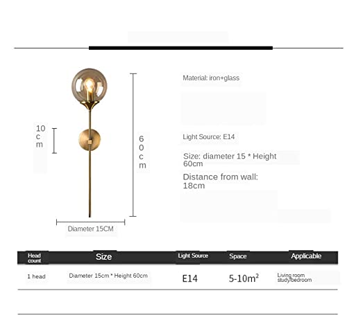 Lámpara de pared LED moderna bola de cristal aplique iluminación interior 4