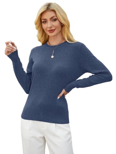Image of GKBK Women's Wool Blend Sweaters 2026 Fall Fashion Lightweight Business Casual Outfits Long Sleeve Crew Neck Pullover Tops