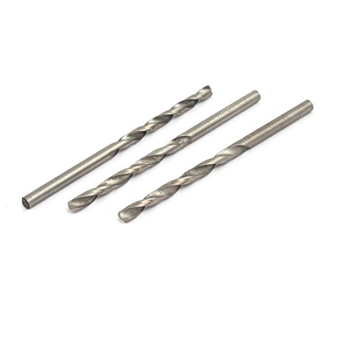 Aexit 3.2mm Dia Tool holder 64mm Length HSS Round drill hole Twist Drill Bit Silver Tone 3pcs Model:49as491qo285